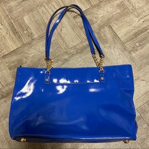 Michael Kors Blue Patent Leather Tote Bag